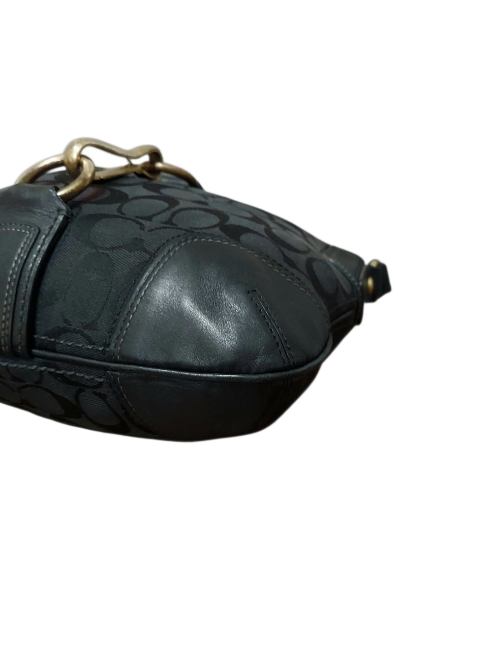 Coach Y2K Vintage 2000 Hamptons Signature Canvas & Leather Hobo Bag W/Brass - Picture 8 of 12